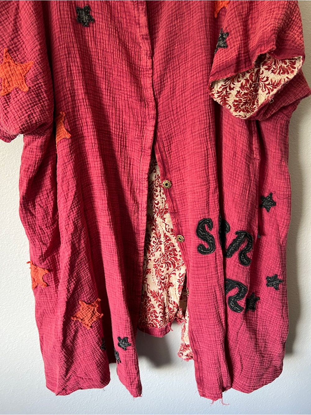 Oli & Hali Starry Night Kimono Duster Jacket Embroidered Stars OS - Picture 4 of 7